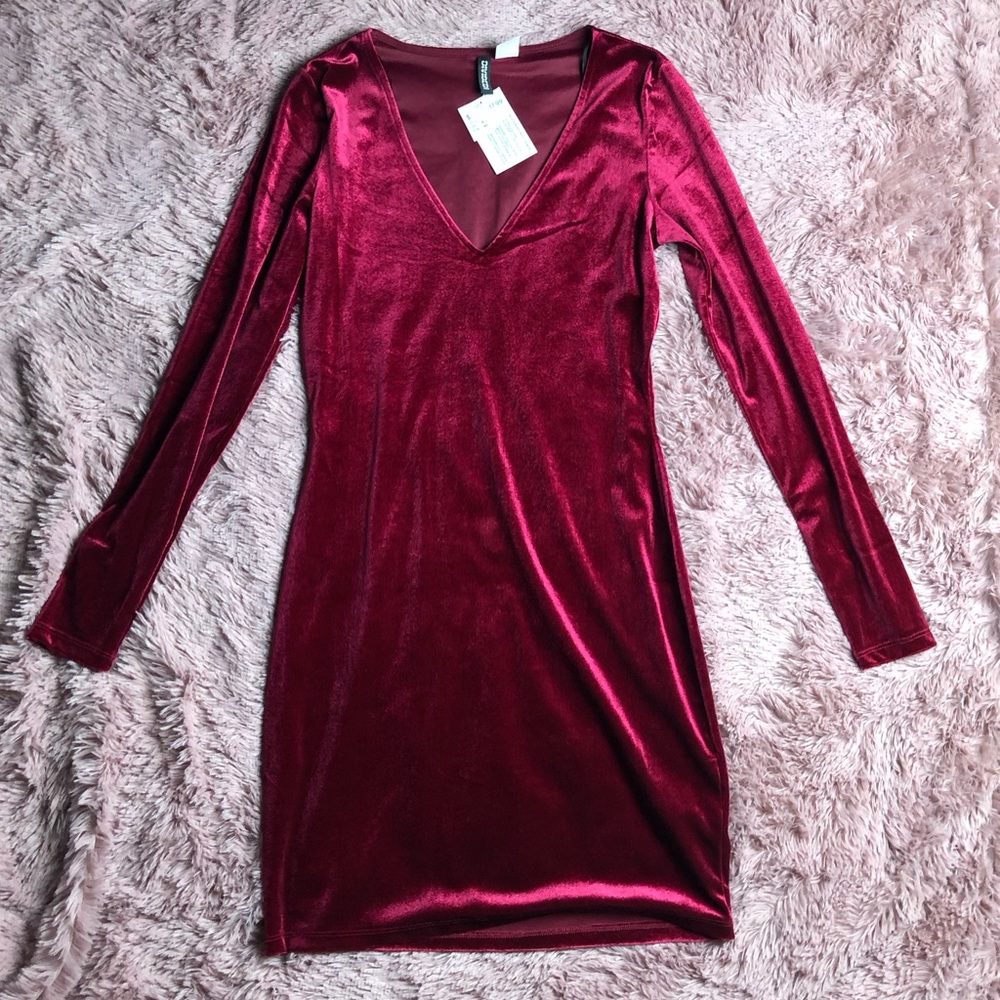 H&M Velvet Red Dress Size 8